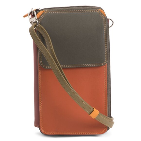 MYWALIT Lucca Leather Zip Around Phone Crossbody